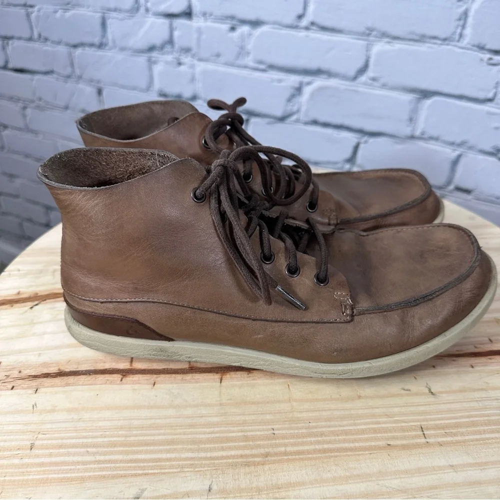 OluKai Men's Nalukai Chukka Ankle Boots Leather Sz US M9 EUR 42 Brown Lace Up